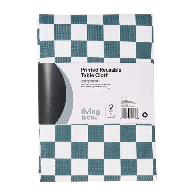 Living & Co Table Cloth Plastic Check Green, , hi-res
