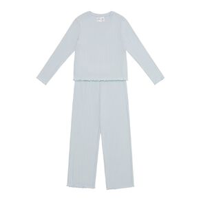 H&H Girls' Brushed Rib Long Sleeve Pyjama Set