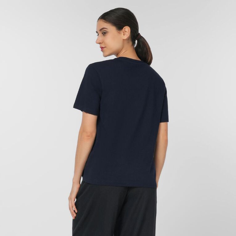 H&H Women's Short Sleeve Twist Front Tee, Navy, hi-res