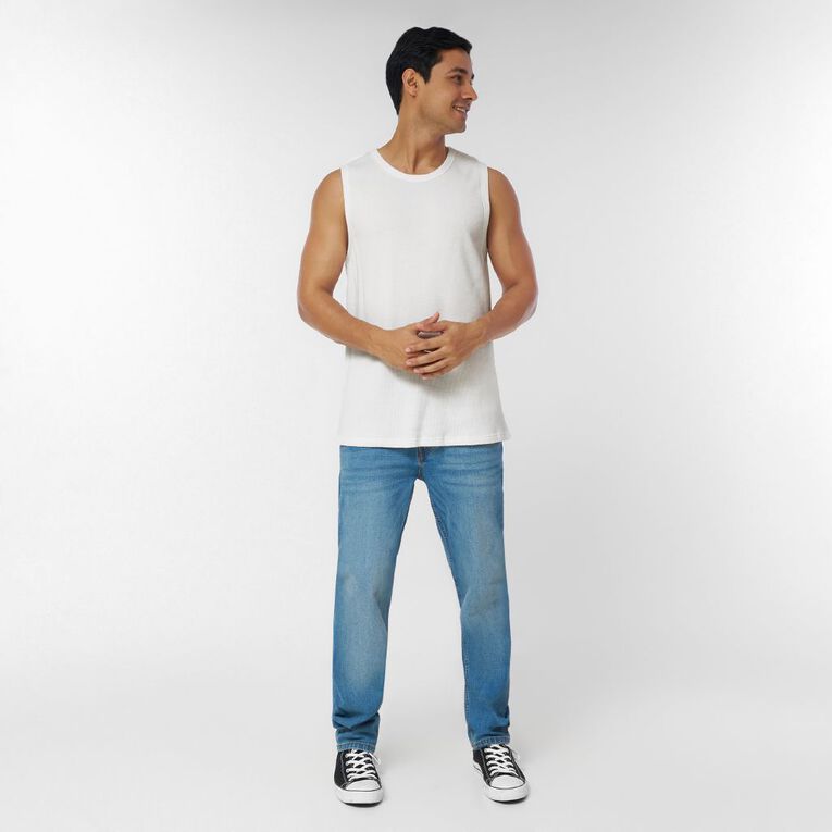 Garage Men's Waffle Singlet, White, hi-res