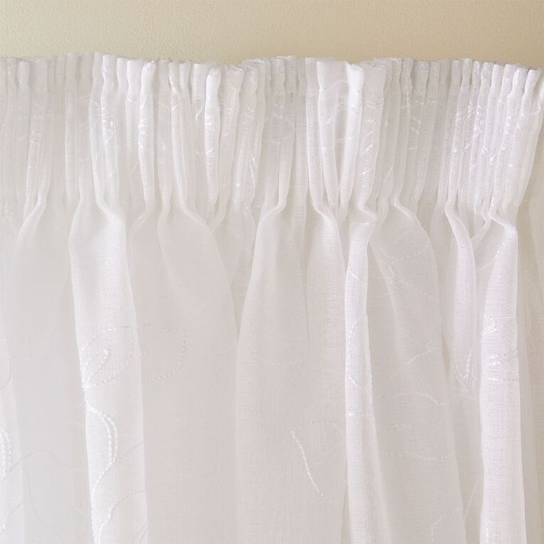 Living & Co Monroe Floral Voile White 90-180cm Wide/160cm Drop, White, hi-res