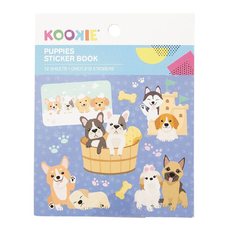 Kookie Mini Sticker Book 12 Sheets Puppies Multi-Coloured, , hi-res