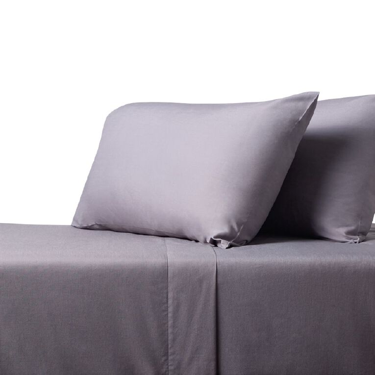 Living & Co Cotton Rich 250TC Sheet Set Grey/Charcoal King, , hi-res