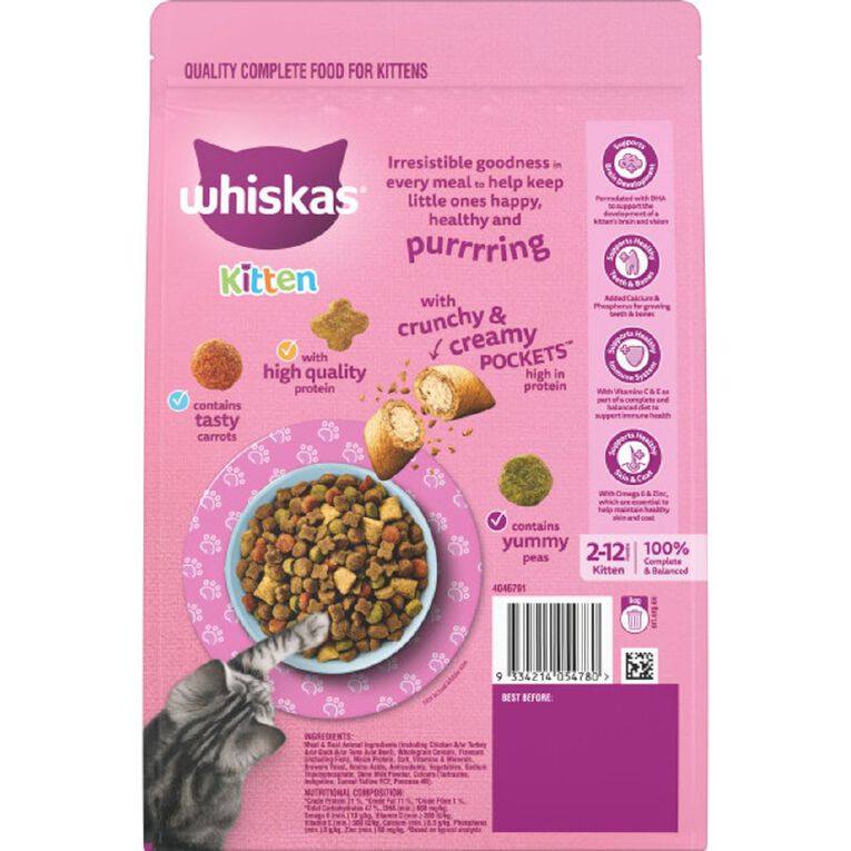 Whiskas Kitten Dry Cat Food Chicken & Tuna Bag 800g, , hi-res