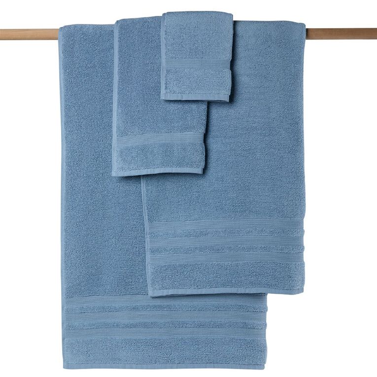 Living & Co Plush Plain Face Towel Blue, , hi-res