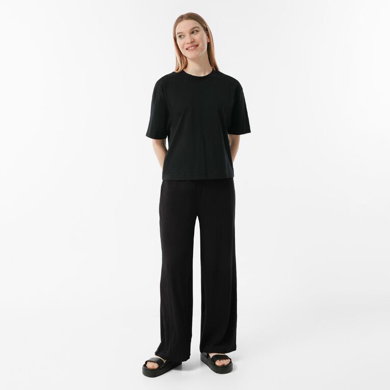 H&H Women's Wide Rib Pull On Pants, Black, hi-res