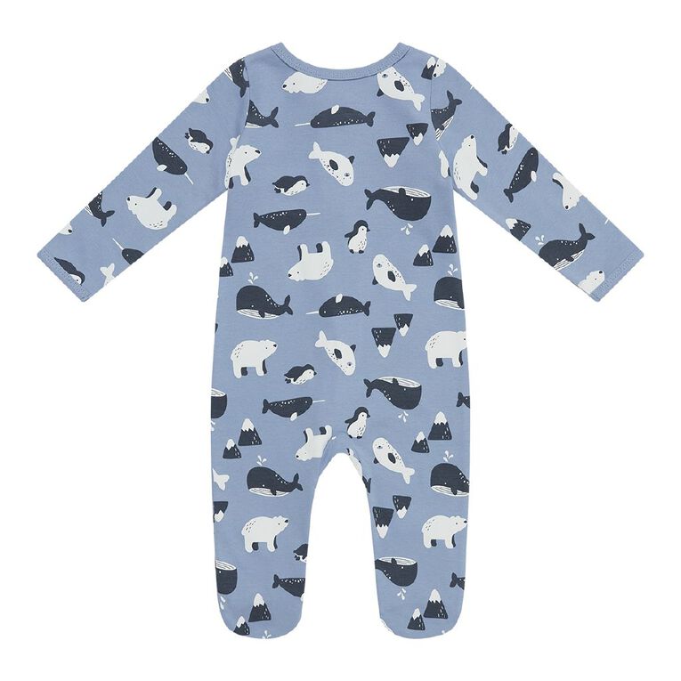 Young Original Babies' Zip-Thru Footed All-in-One, Blue Mid, hi-res