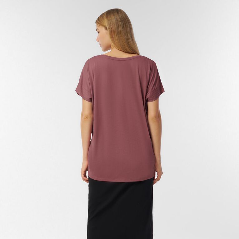 H&H Women's V Neck Drop Shoulder Tunic Top, Pink Mid, hi-res