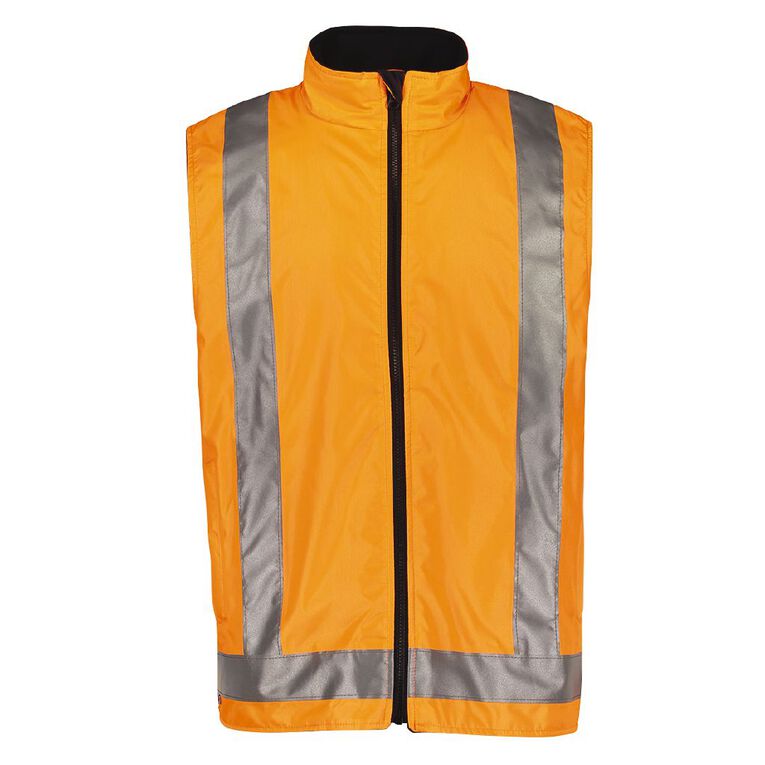 Rivet Fleece Lined Day and Night Compliant Work Vest, Orange, hi-res