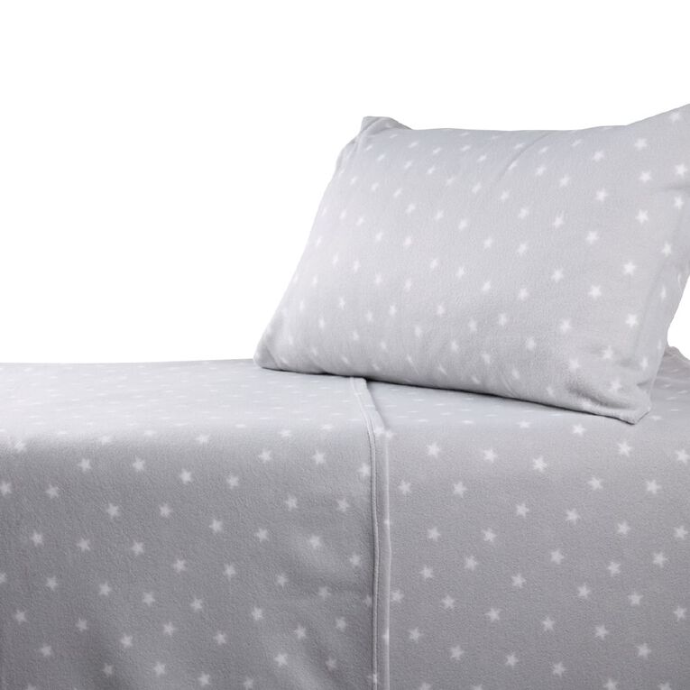 Living & Co Kids Polar Fleece Sheet Set Grey King Single, , hi-res