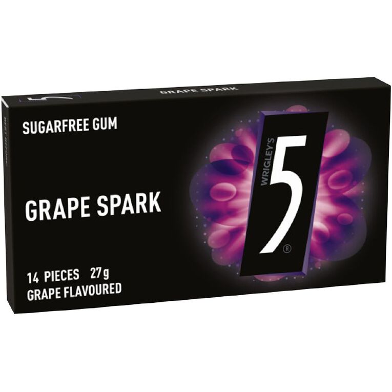 Wrigley 5 Gum Grape Spark Sugarfree Chewing Gum, , hi-res