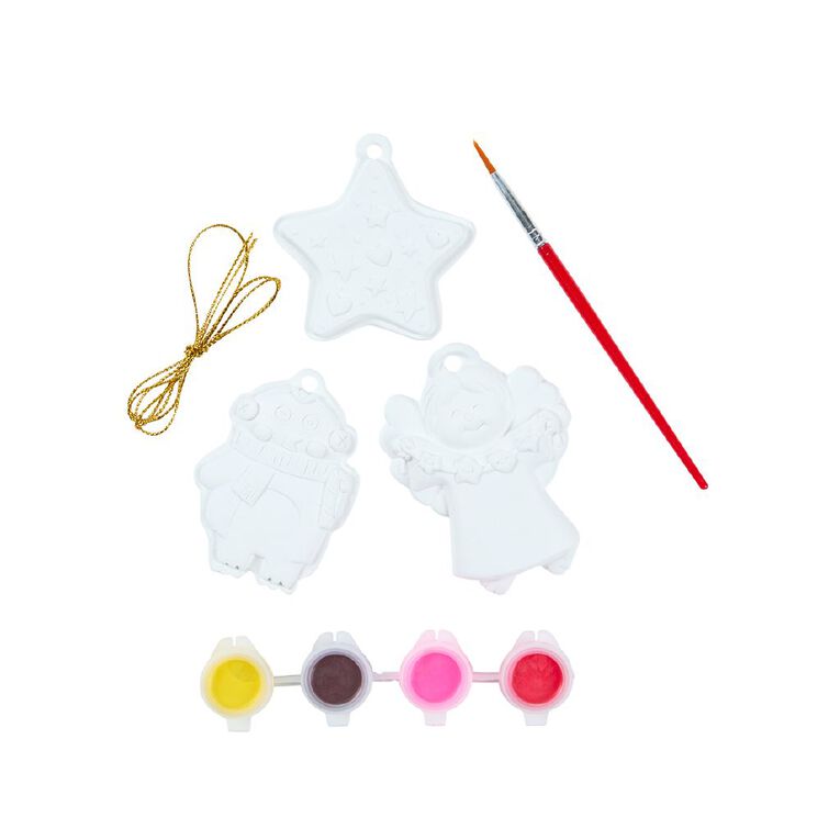 Wonderland Novelty DIY Paint Christmas Tree Decorations Assorted 3 Pack, , hi-res