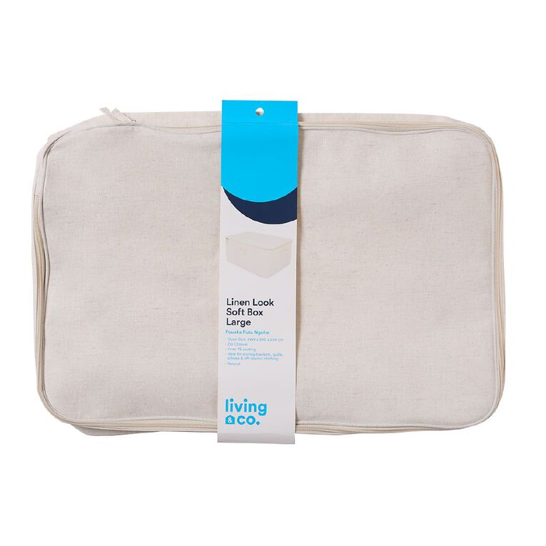 Living & Co Linen Look Soft Box Large Cream, , hi-res