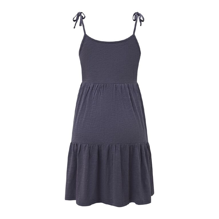 H&H Women's Tiered Slub Mini Dress, Blue Dark, hi-res