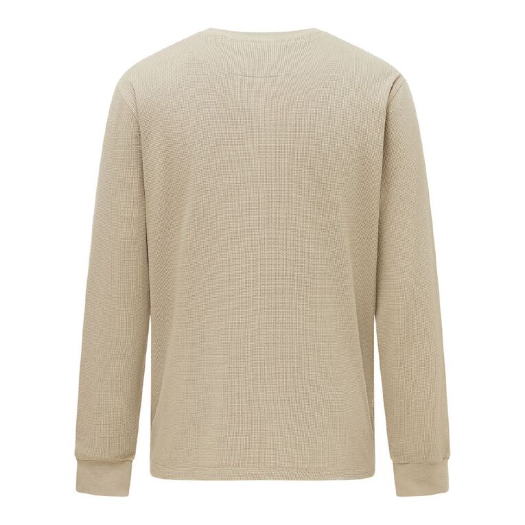 H&H Men's Waffle Henley Tee, Brown Light, hi-res