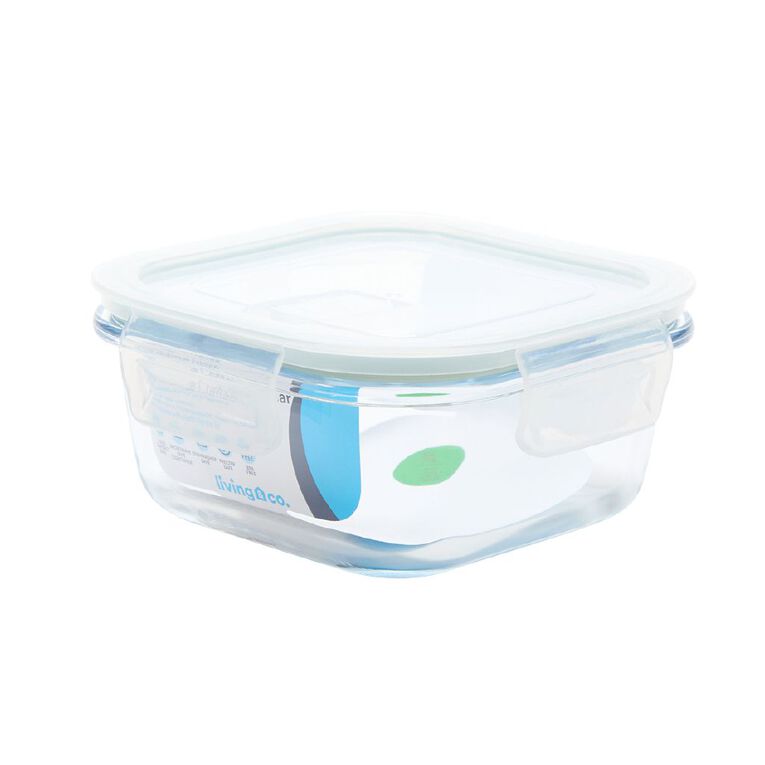 Living & Co Square Glass Food Storage Container 500ml, , hi-res