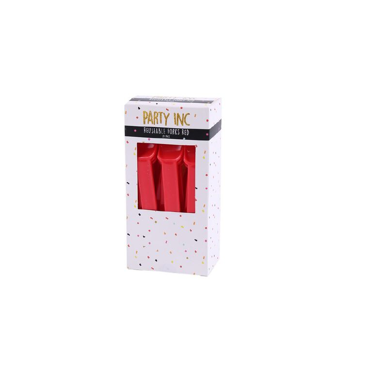 Party Inc Reuseable Forks Red 20 Pack, , hi-res