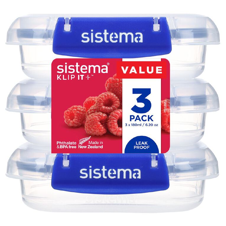Sistema Klip It Plus Rectangle 3 pack Assorted 180ml, , hi-res