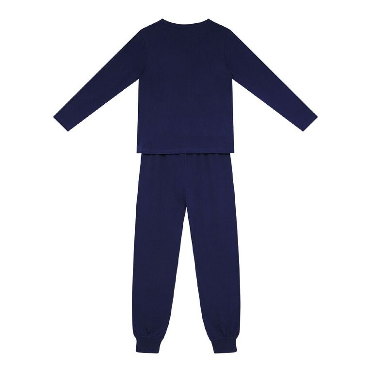 H&H Boys' Long Sleeve Jersey Pyjama Set, Blue Dark, hi-res
