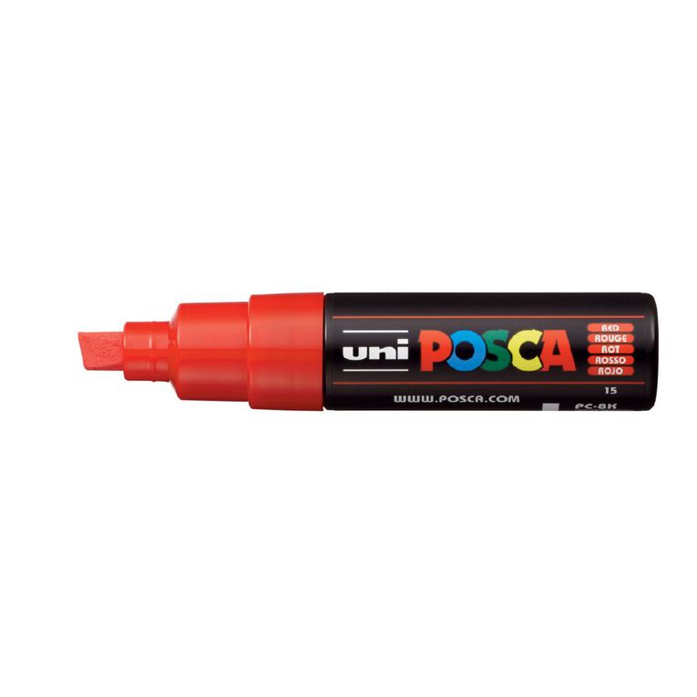 Uni Posca Marker 8.0mm Chisel Red, , hi-res