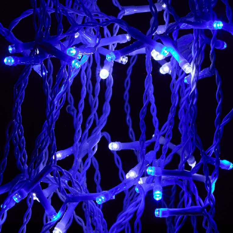 Wonderland Solar Icicle Christmas Lights Blue And White 3.9m, , hi-res