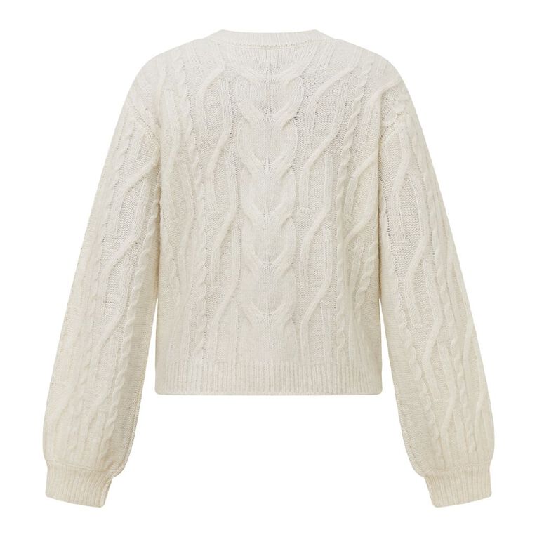 H&H Women's Cable Knit Jumper, White, hi-res