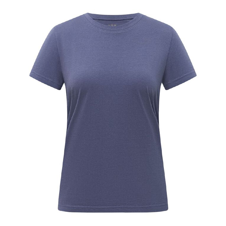 H&H Women's Short Sleeve Crew Neck Tee, Blue Mid, hi-res