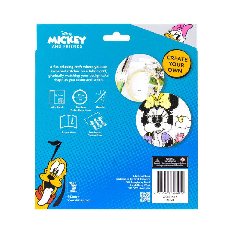 Disney Counted Cross Stitch Hoop Art Kit 15cm Minnie, , hi-res
