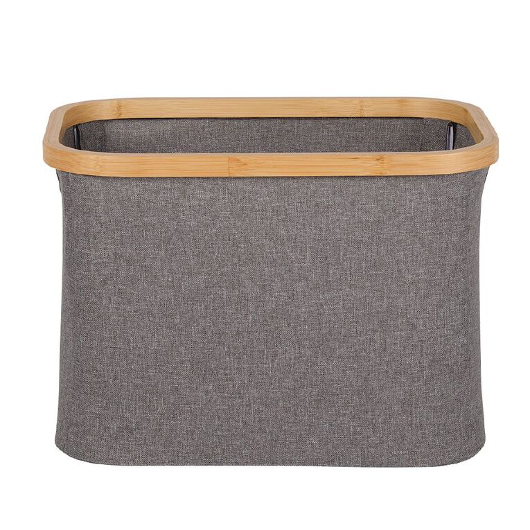Living & Co Fabric Basket With Bamboo Trim Small, , hi-res