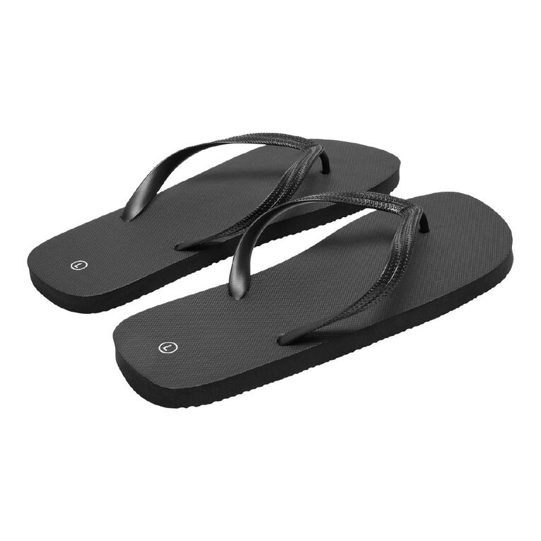 H&H Men's Plain Jandals, Black, hi-res