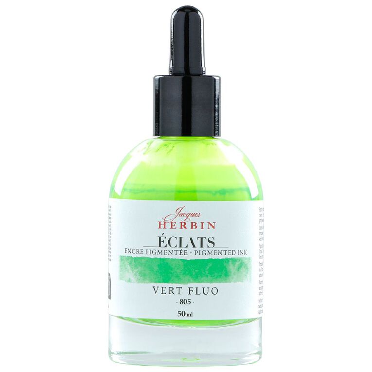 Jacques Herbin Eclats Pigmented Ink Fluoro Green 50ml, , hi-res