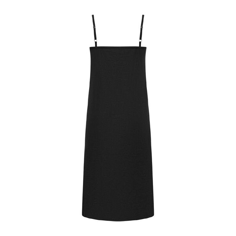 H&H Women's Sleeveless Linen Blend Slip Dress, Black, hi-res