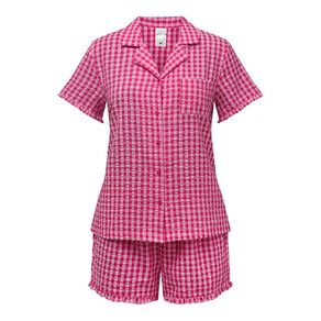 H&H Women's Seersucker Button Up Short Sleeve Pyjama Set