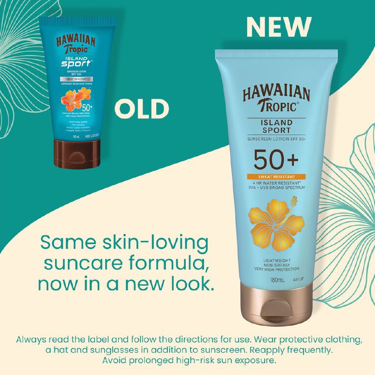 Hawaiian Tropic Island Sport Sunscreen Lotion SPF50+ 180ml, , hi-res