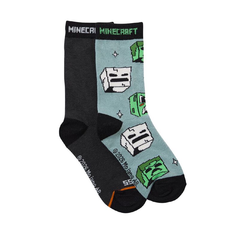 Minecraft Sports Crew Socks 2 Pack, Black, hi-res