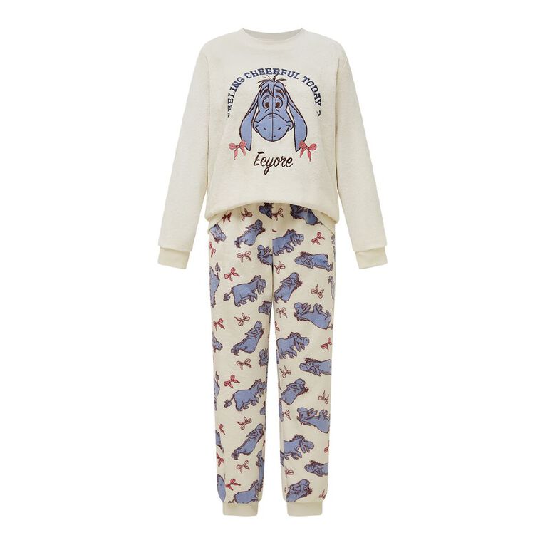 Eeyore Women's Coral Fleece Pyjama Set, White, hi-res