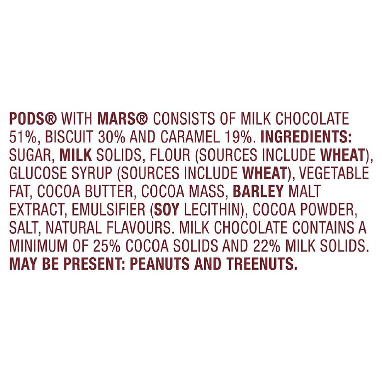 Pods Mars Chocolate Bag 160g, , hi-res