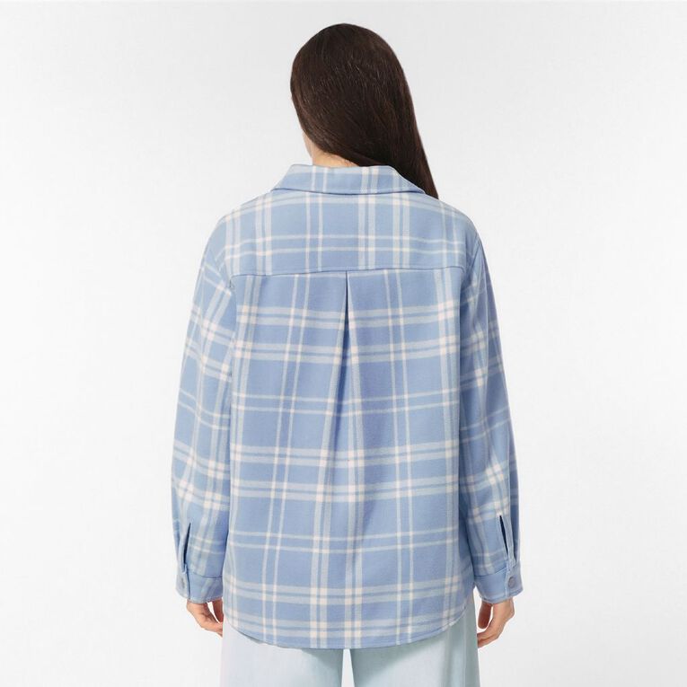 H&H Women's Brushed Felt Like Check Shacket, Blue Light, hi-res