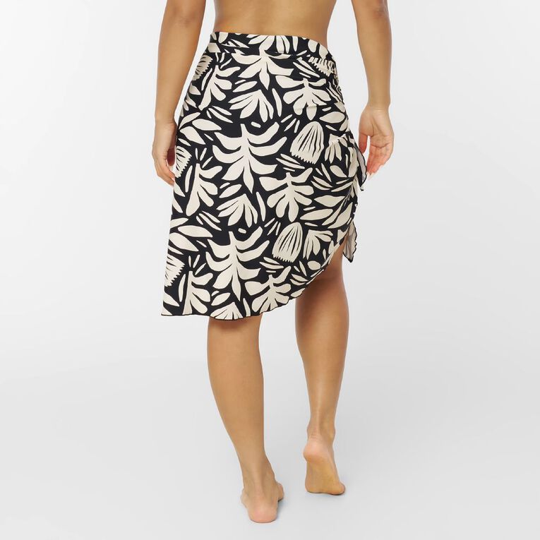 Active Intent Women's Knee Length Swim Sarong, Black/White, hi-res