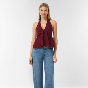 H&H Women's Tie Frill Halter Top