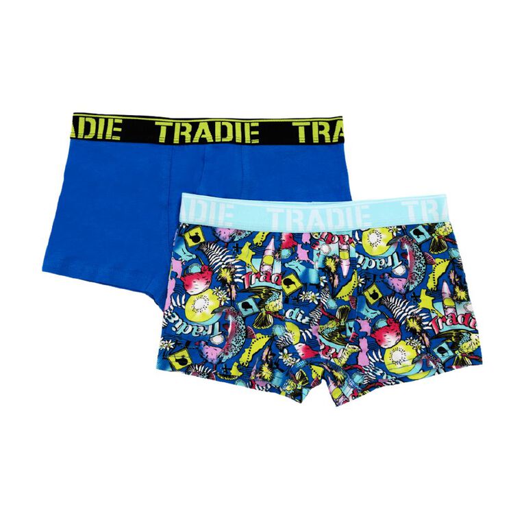 Tradie Boys' Christmas Bauble Trunks 2 Pack, Blue Mid, hi-res