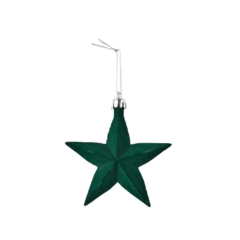 Wonderland Joyful Tidings Flocked Star Christmas Decorations Assorted, , hi-res