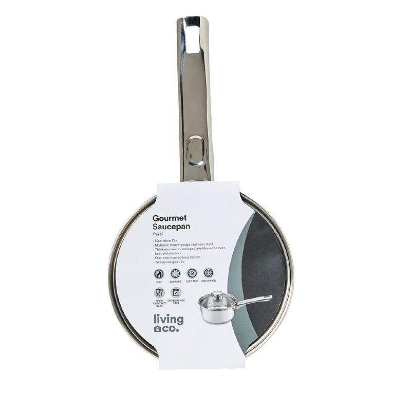 Living & Co Gourmet Saucepan Stainless Steel 16cm, , hi-res
