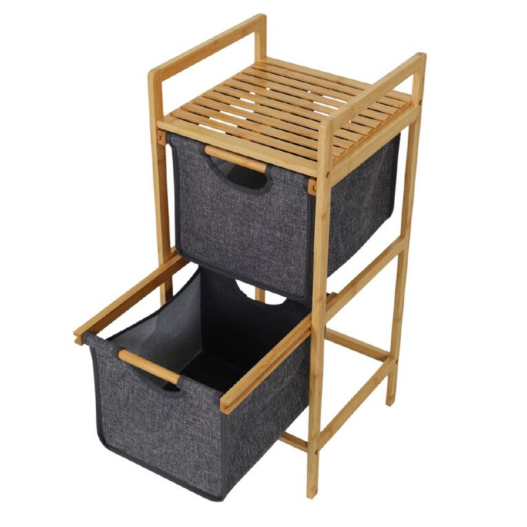 Living & Co Bamboo 2 Drawer Basket Shelf, , hi-res