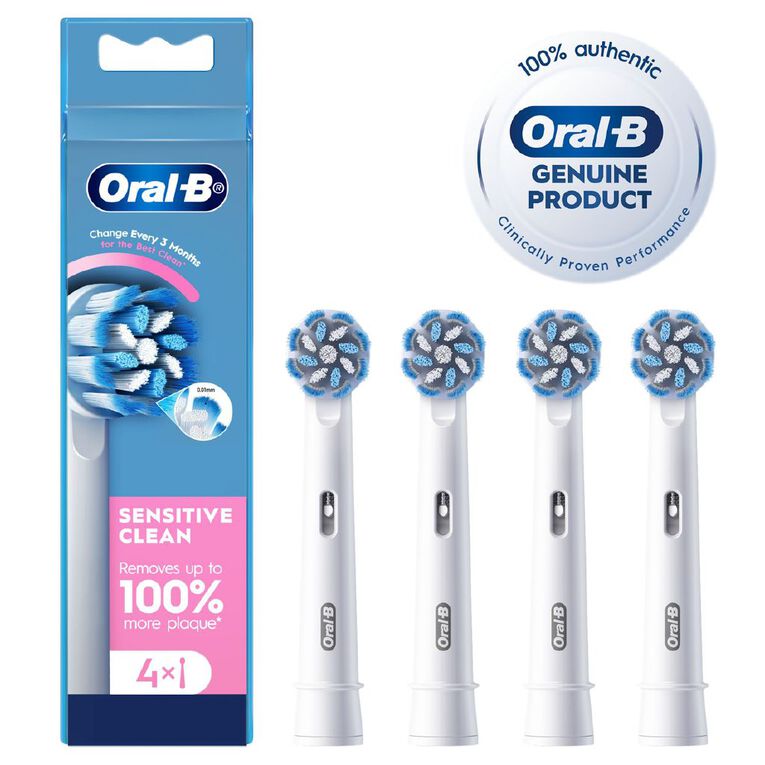 Oral-B Sensitive Clean Replacement Brush Heads 4 Pack, , hi-res