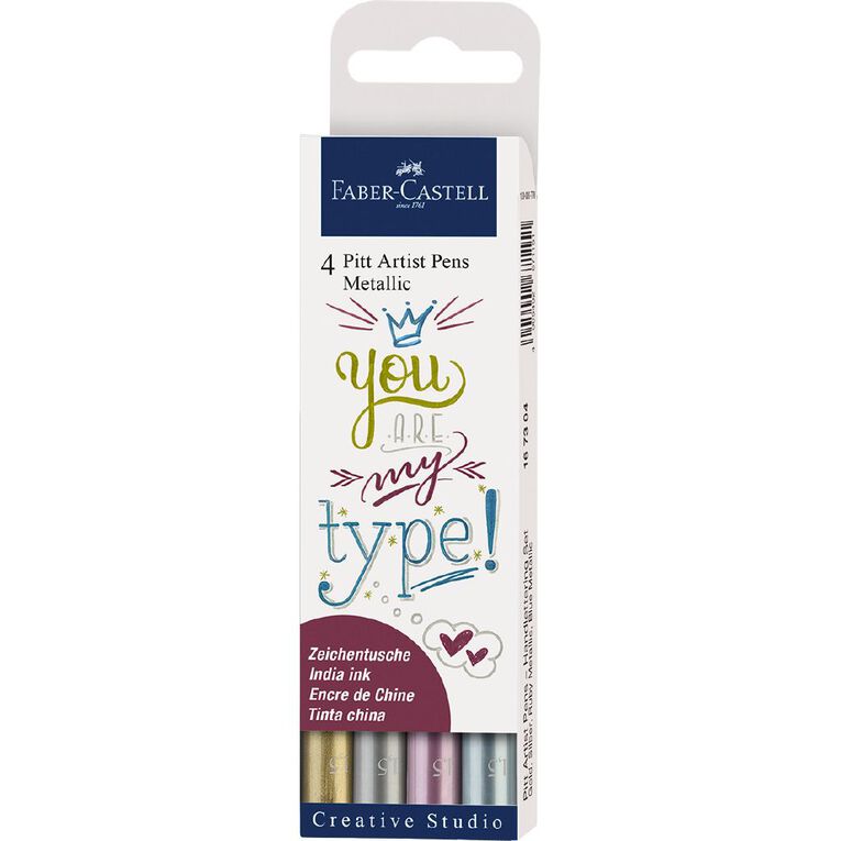 Faber-Castell Pitt Artist Pens Metallic 4 Pack, , hi-res
