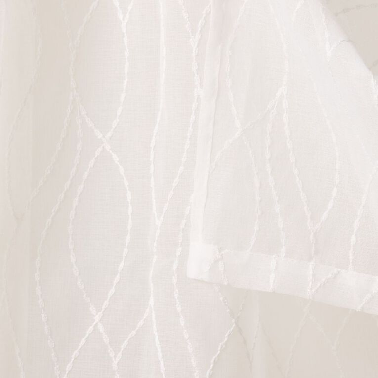 Living & Co Arabesque Voile White 90-180cm Wide/240cm Drop, , hi-res