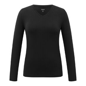 H&H Women's Essential Stretch Long Sleeve V-Neck Top