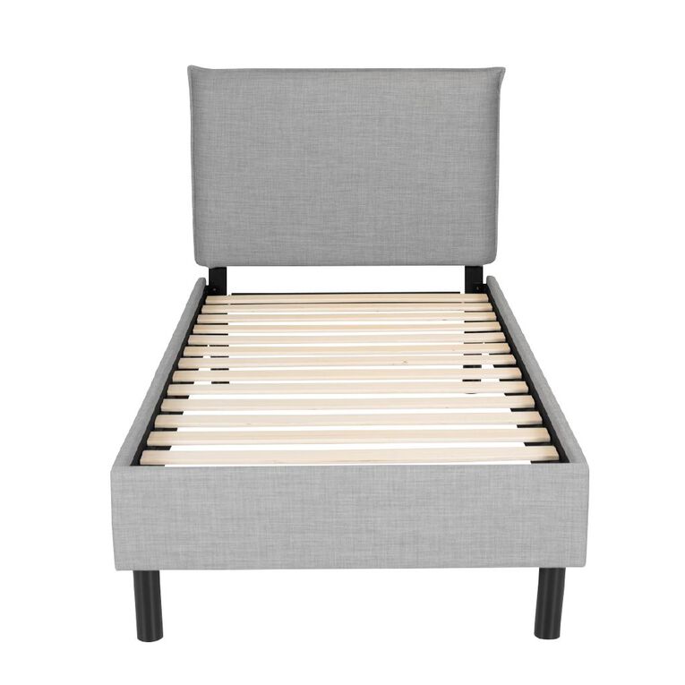 Living & Co Archie Upholstered Bed Grey Single, , hi-res
