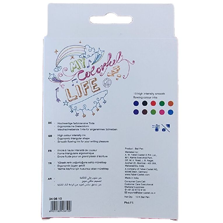 Faber-Castell TRI-Flow Ballpoint Pens Assorted 10 Pack, , hi-res